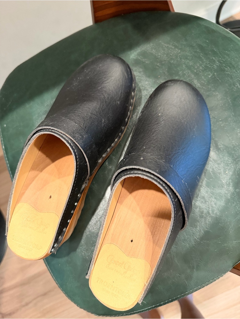 Troentorp sweden made Da Vinci Black Leather Clog - Picture 4 of 6